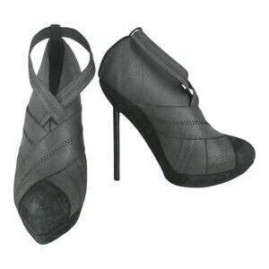 Saint Laurent Black Crisscross Peep-Toe Stiletto Heels
